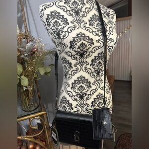 Steve Madden Black Croc-Embossed Crossbody Bag with Pouch